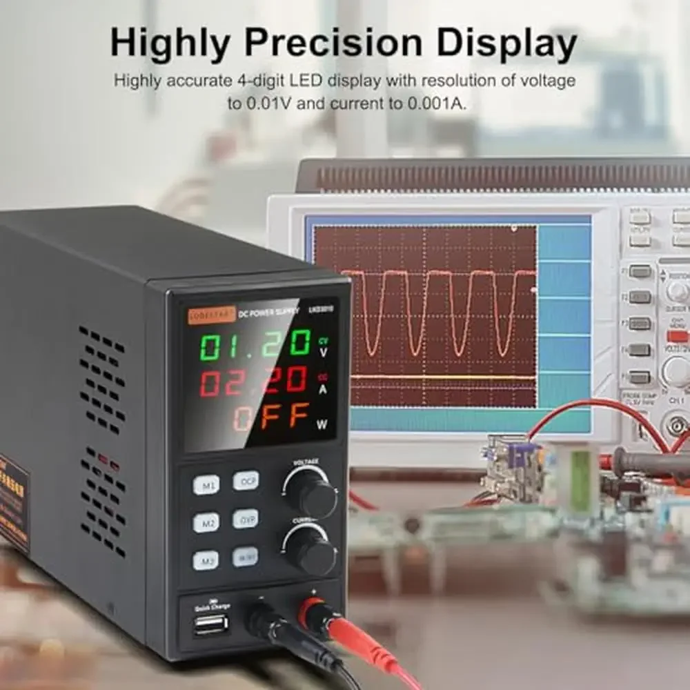 Fuente de alimentación de Banco ajustable, almacenamiento de memoria de 3 grupos, perilla codificadora de alta precisión, protección OCP/OVP, 30V, 10A