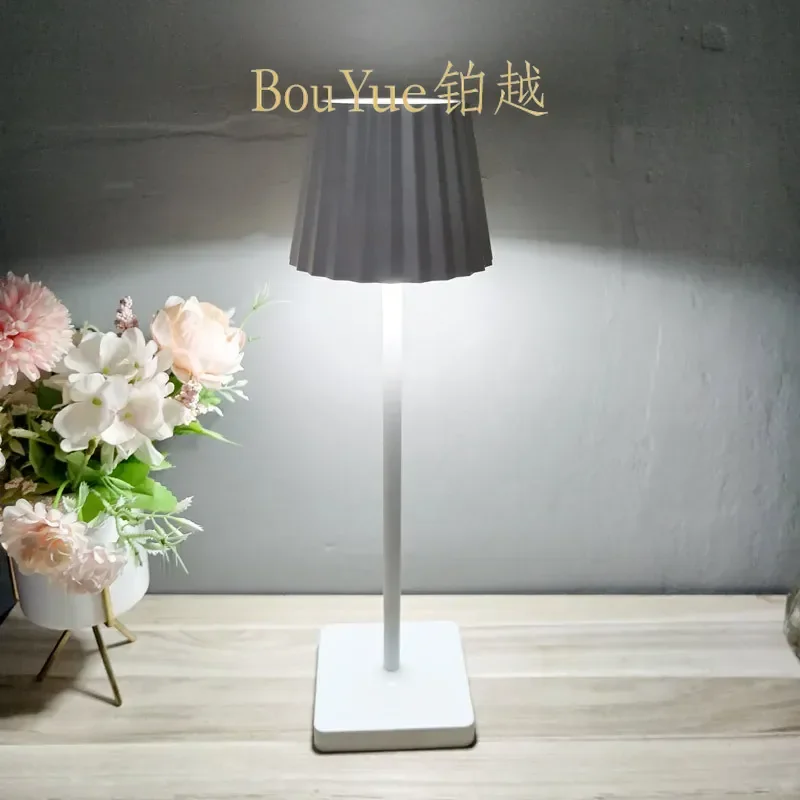 USB Rechargeable LED Bar Lamp Portable Cordless Table Light Modern High Foot Desk Lamp for Restaurant Bedroom Night