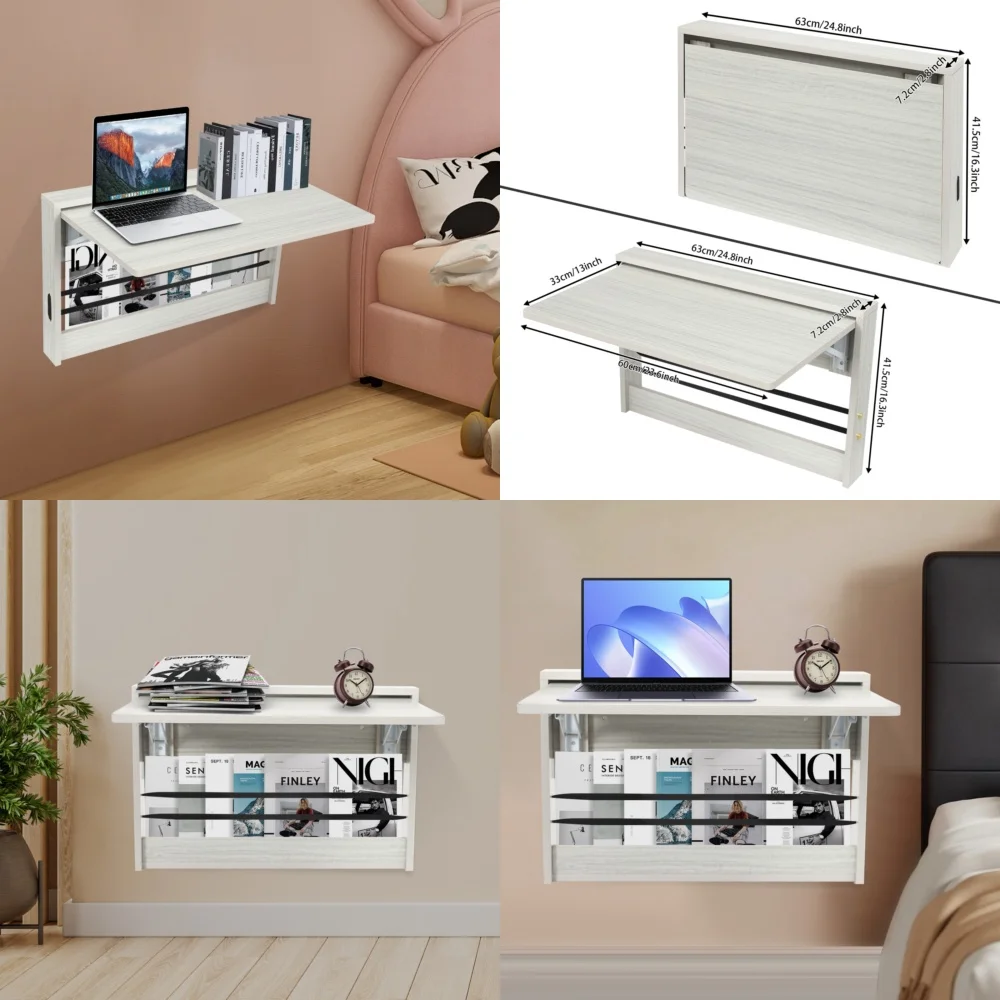 

Computer DesksWall Mounted Fold Down Table for Study and Work Space Saving Design