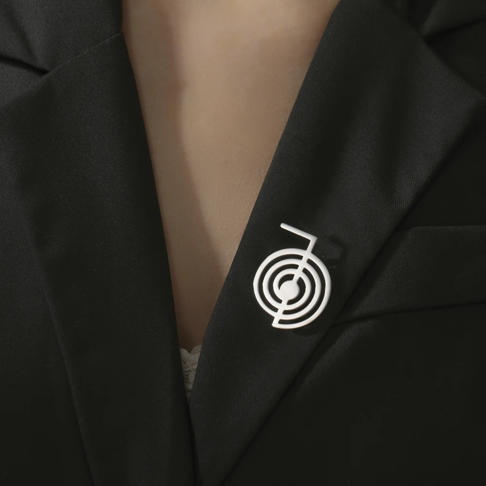 Dawapara Cho Ku Rei Brosche Pins Heilung Symbol Yoga Spiritueller Schmuck Reiki Chokurei Heilige Geometrie Edelstahl Zubehör – Detail 4