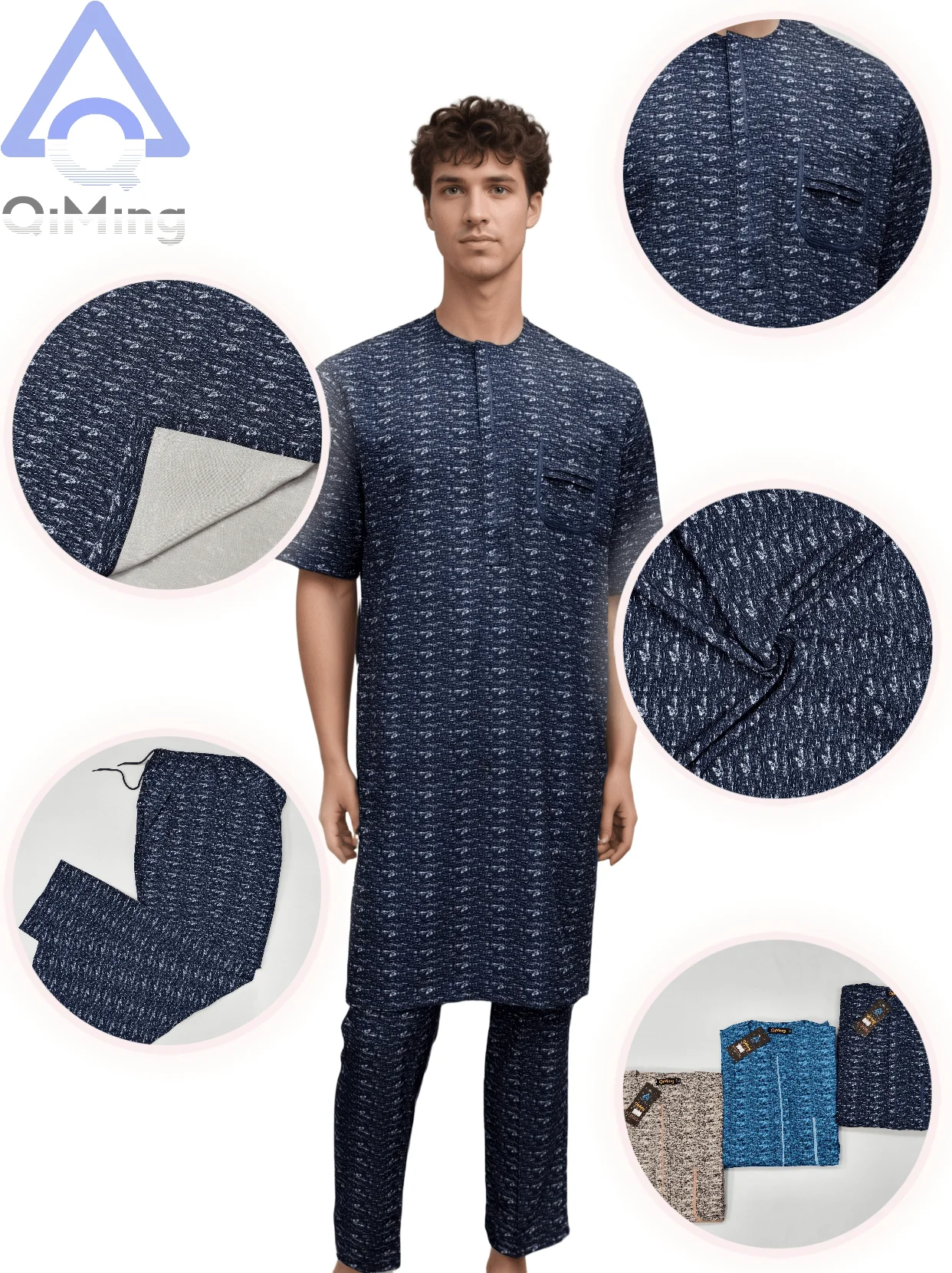 Estate musulmana a buon mercato Plus Size Ihram Kurtas da uomo Set di abbigliamento Vendite Islamico Saudita Abaya Arabo Abito Afghani Stampa Indossare Abito