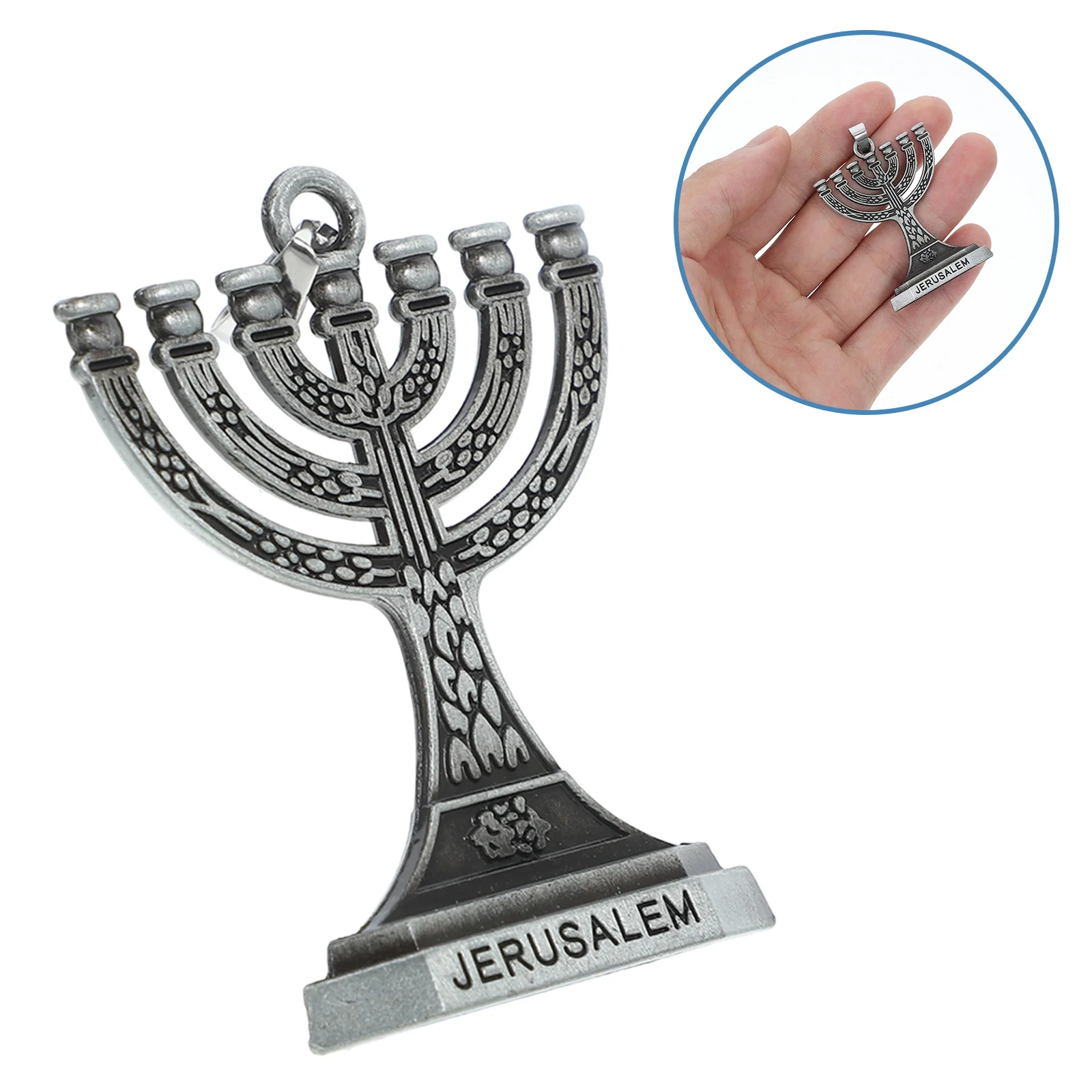 

4Pcs Retro Jewish Menorah Charm Stainless Steel Pendant for Hanukkah Jewelry Making DIY Keychain Jewish