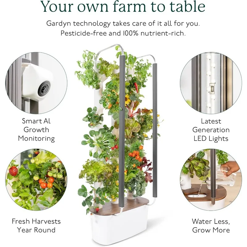 3.0 Hydroponics Growing System Kit | Vertical Indoor Garden Tower | Smart Herb Garden | Includes 30 Non-GMO Indoor Plants