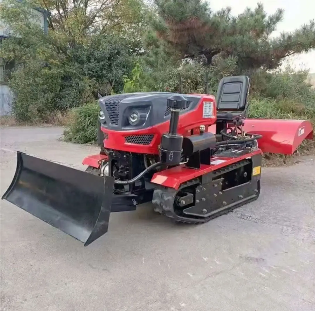 Small Cultivator Multifunctional Rotary Ditching and Fertilizing Machine Orchard Tractor Track Mounted Micro Tiller