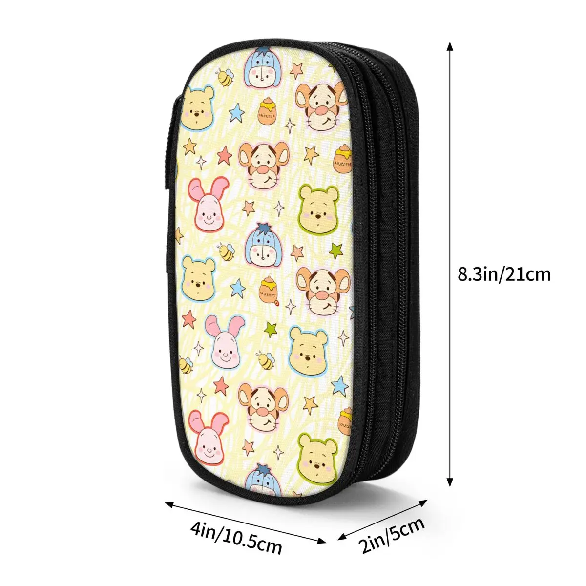 Winnie The Pooh Tigger Pencil Case Back To School Pencil Cases Double Layer Kids Retro Portable Pencil Box Stationery Organizer