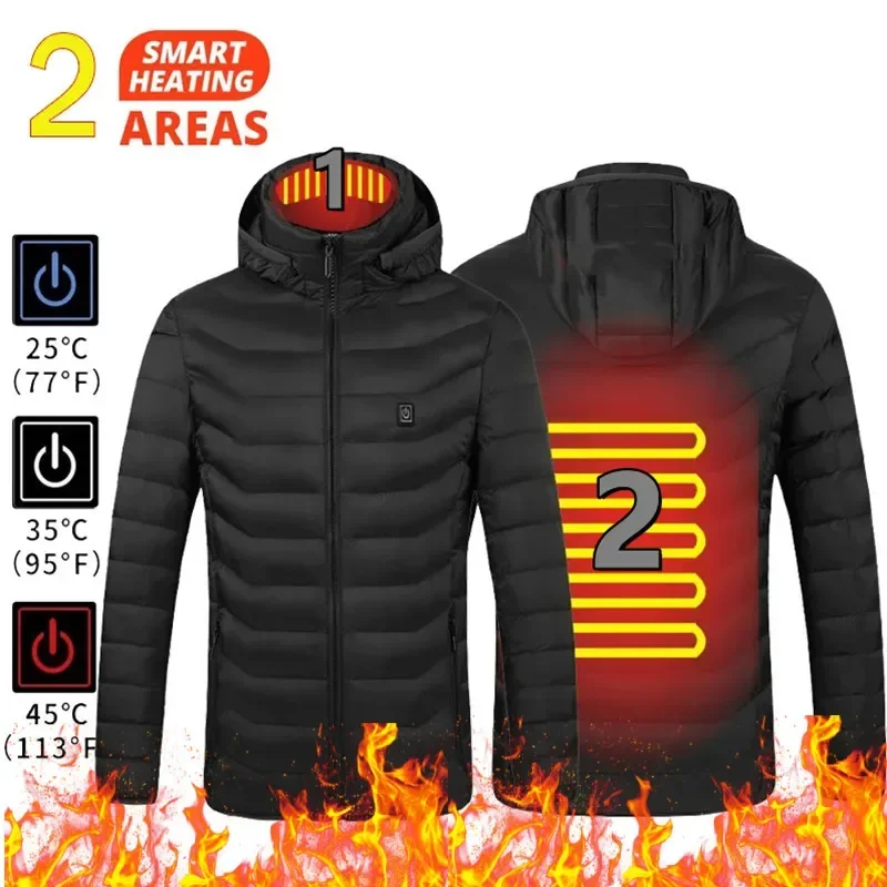 21/2 Areas Heated Jacket Women\'s Warm Vest USB Men\'s Heating Jacket Heated Vests Coat Hunting Hiking Camping Autumn Winter Male