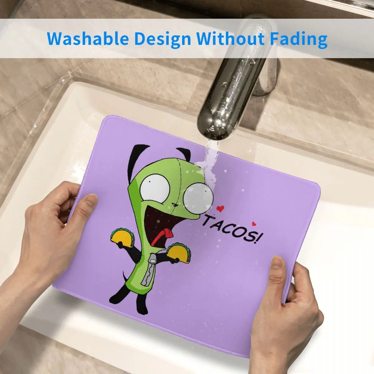 Gir Loves Tacos (Invader Zim) لوحة ماوس لوحة مفاتيح الكمبيوتر ماوس حصيرة ألعاب الكمبيوتر المحمول حصيرة مكتبية ملحقات المكتب مفارش الطاولة