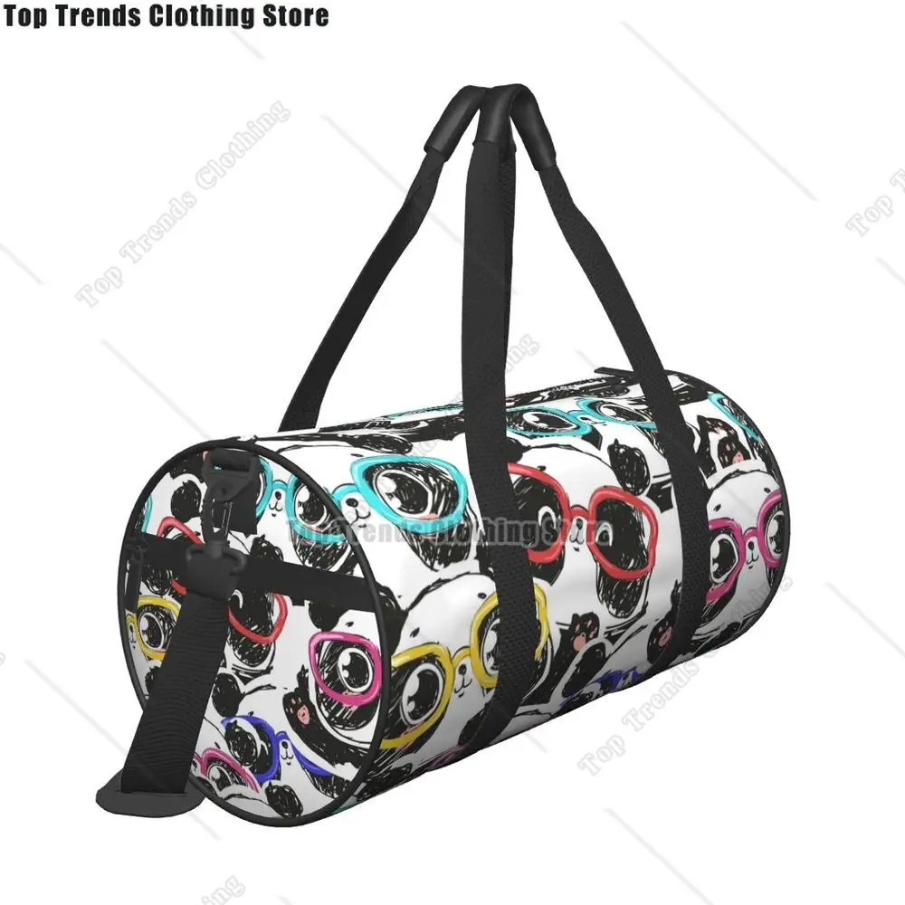 Gym Bag Cute Panda Sports Bag Gym Accessories Green Leaves Print Couple Oxford Design Handbag Novelty Travel Fitness Bag