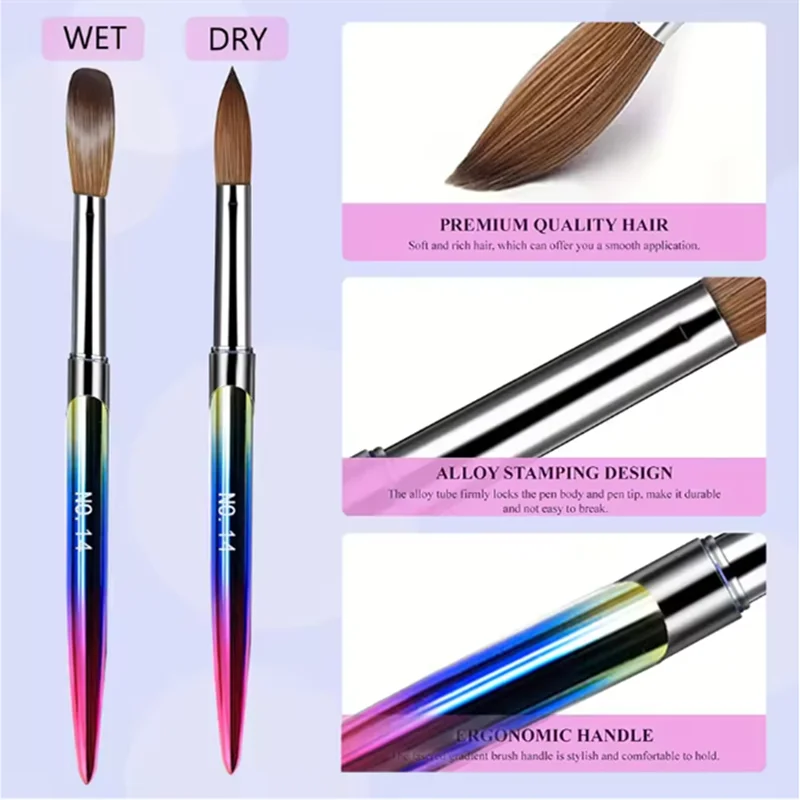 Acrylic Nail Art Brush Set 4pcs Acrylic Nail Brush Set Size 10/12/14/16 For Acrylic Powder Application Nail Art Brush F