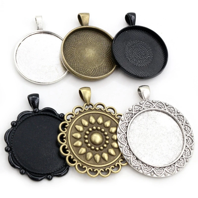 5pcs 30mm Inner Size Cabochon Base Setting Charms Pendant Blank Base Tray DIY Jewelry Making Accessories image 2