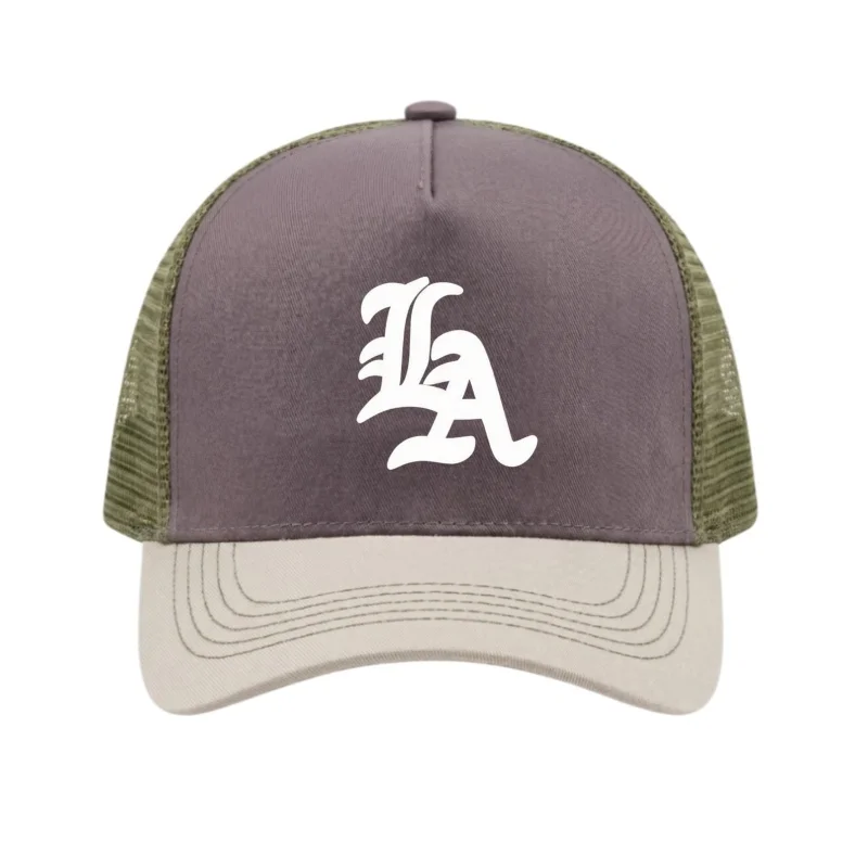 Los Angeles Printed 5 Panel Trucker Mesh Hat Adjustable Snapback Dad Hat Breathable Fishing Outdoor Sun Baseball Cap