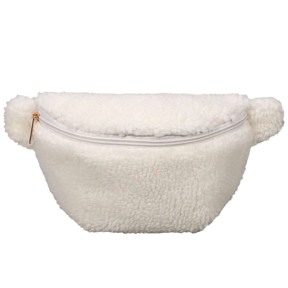 Unisex Furry Fanny Pack Zipper Closure Fuzzy Crossbody Bag Fashion Multifunctional Foldable Lightweight Autumn Winter Daily Bag