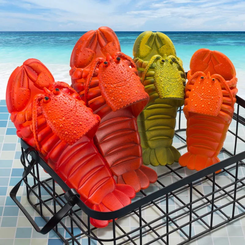 Unique Cartoon Lobster Slippers Soft Pvc Non Slip Sole Funny Shrimp Slides Sandals Comfort Beach Seaside Casual Wear Shoes view 5