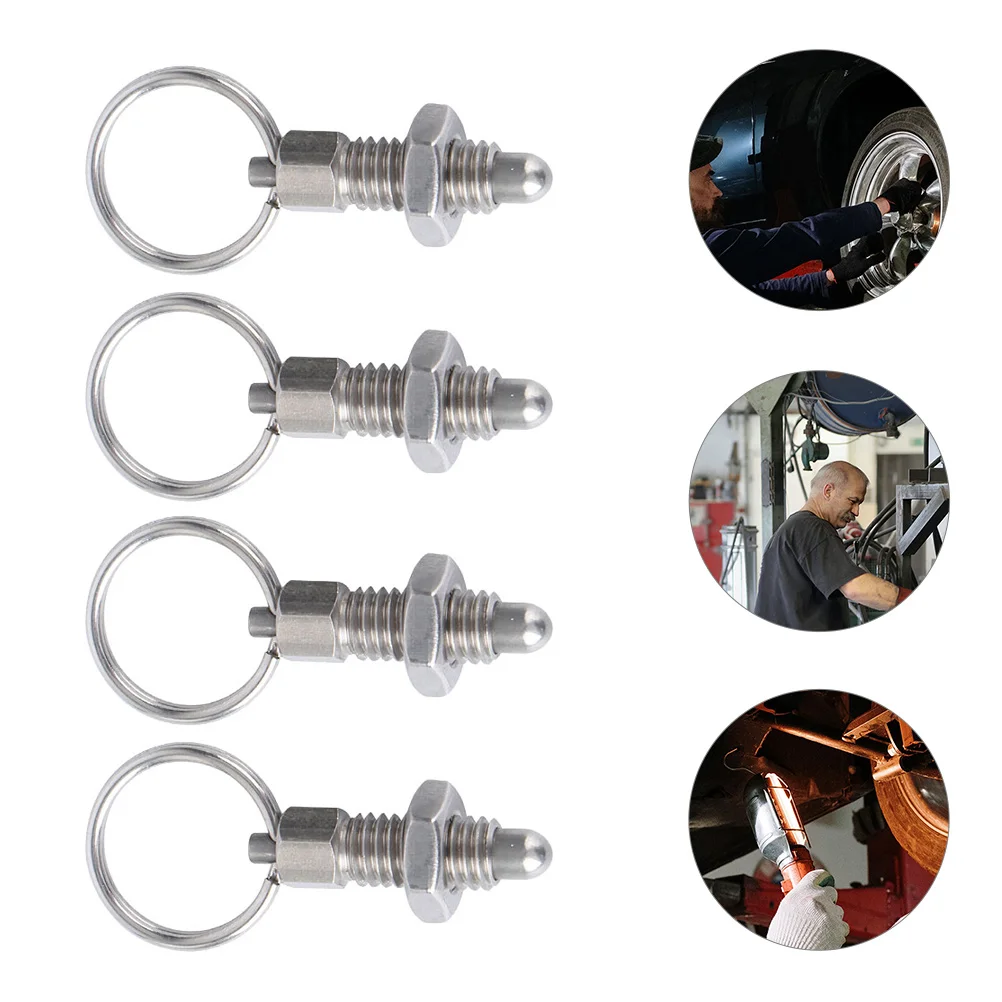 4 Pcs Pull Ring Indexing Plunger Rings Pulls Spring Machine Knob Plungers Positioning Pin 304 Stainless Steel Non-locking