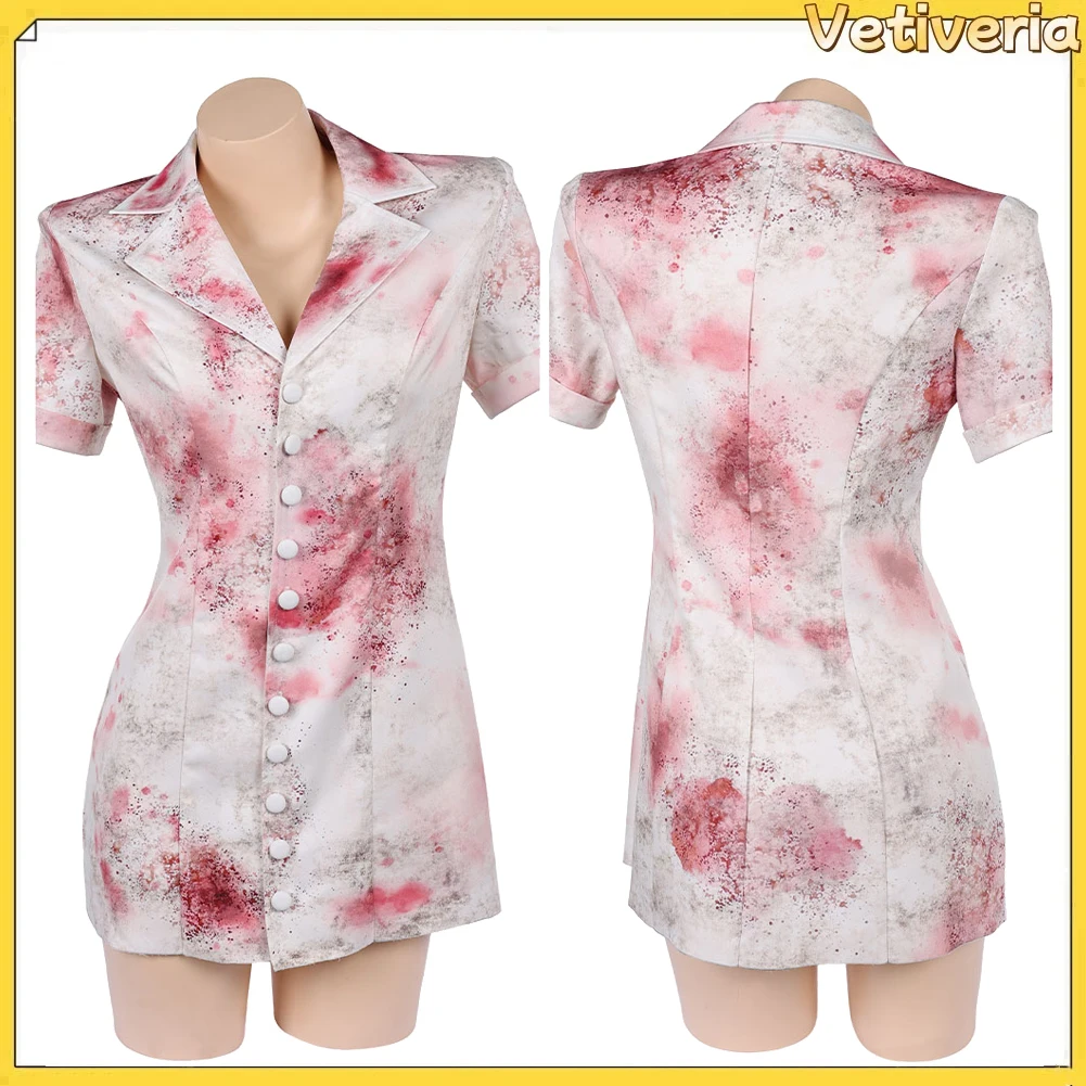 

Женское платье медсестры, шляпа, маска, костюм для косплея, бесшумная игровая одежда для ролевых игр, наряды на Хэллоуин, карнавал, поврежденный фантазийный костюм