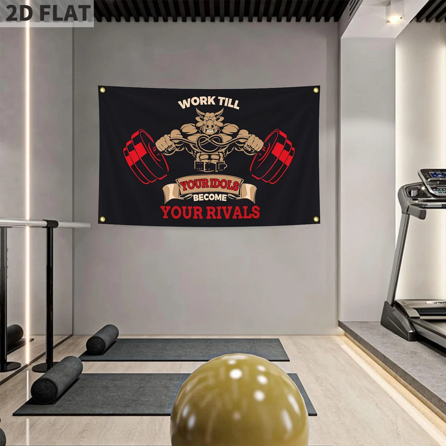 

1pc Motivational Inspiring Tapestry Banner, 3x5ft Flag with 4 Grommets - "Work Till Your Idols Become Your Rivals" Motivational