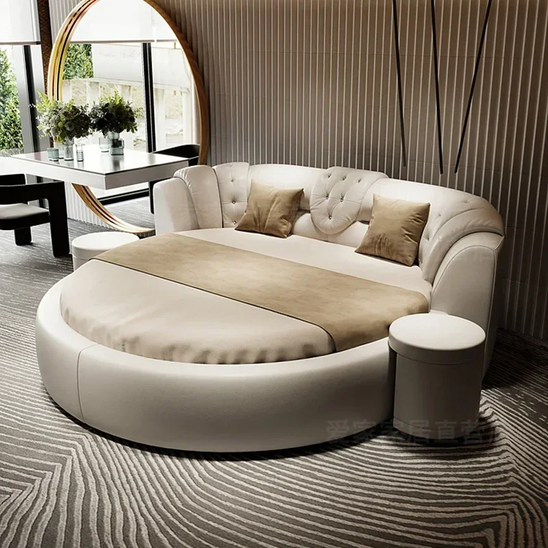9O European Style Large Double Bed Round Modern Minimalist Princess Double Bed Luxury Human Camas De Dormitorio Bedroom Furnitur