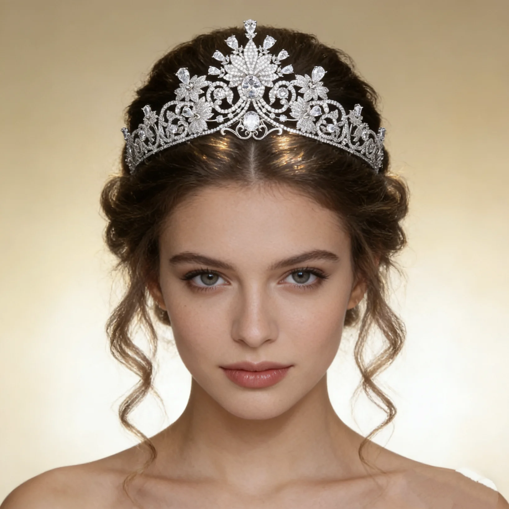 European-style bride crown, high-end luxury and grand, coming-of-age ceremony birthday tiara, internet-famous wedding dress crow