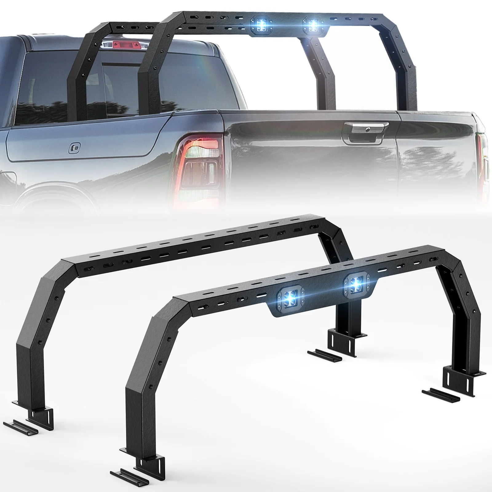 

Overland Truck Rear Ladder Rack Back Cross Bars Bed Racks for 2002-2025 Dodge Ram 1500(Not Fit For Tonneau Cover & Bed Cover)