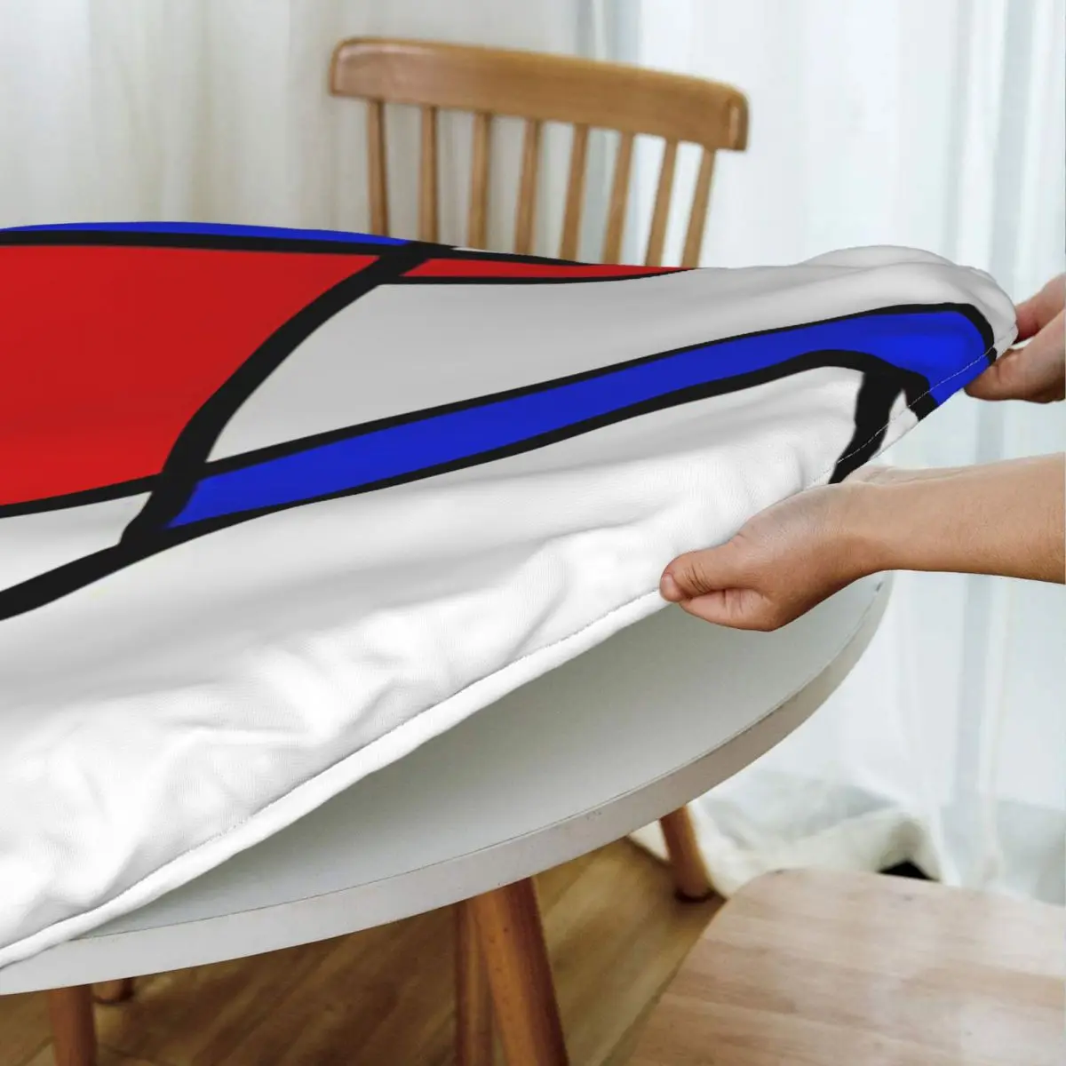 Mondrian Waterproof Round Tablecloth Oilproof Table Cloth for Kitchen Events Dining Table Cover