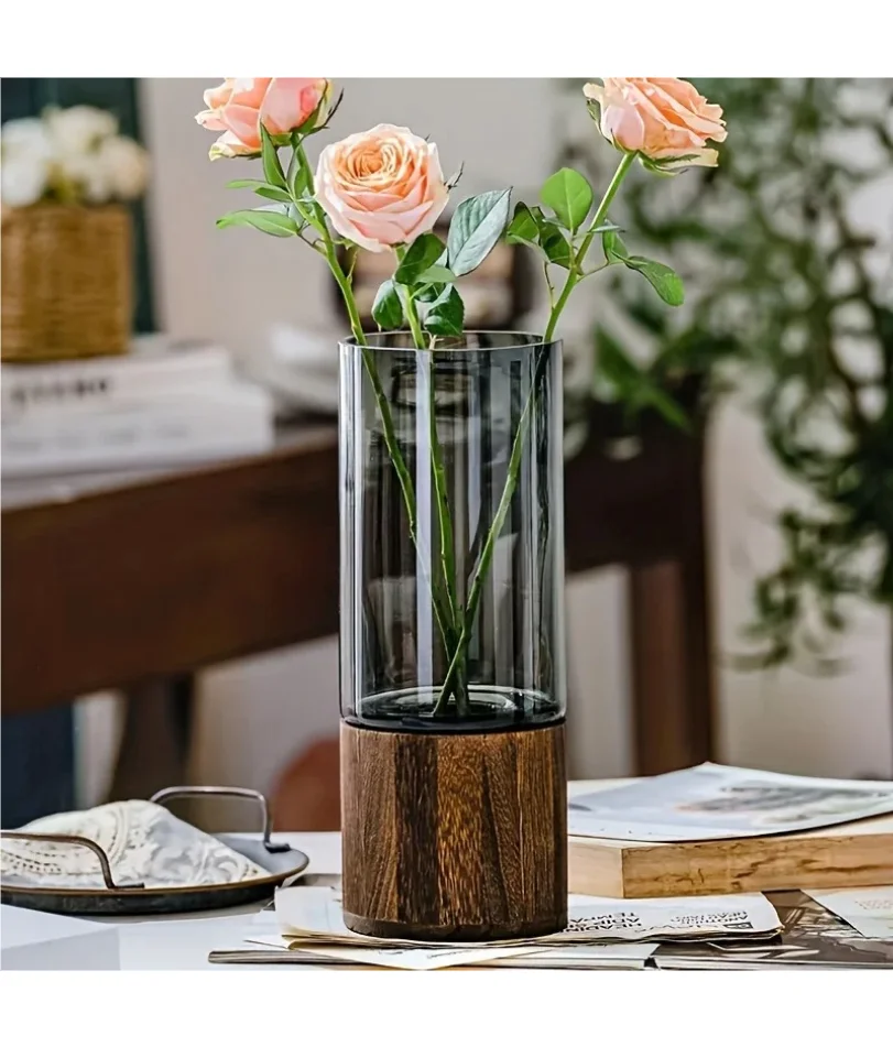 

Light Luxury Simple Retro Vase Decoration Creative Primary Color Glass Water Nourishing Vase Living Room Table Decoration