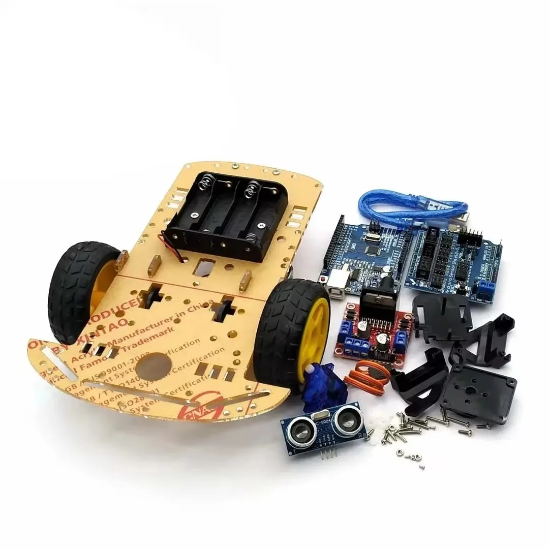 Inteligente Robot Car Chassis Kit, Prevenção Tracking Motor, Speed Encoder, Battery Box, 4WD Módulo Ultrassônico para Kit Arduino