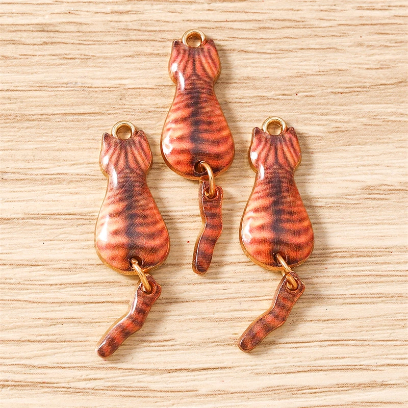 10 Stück 10x35mm Cartoon Emaille Tier Katzen Charms Anhänger zum Basteln von Halsketten, Ohrringen, Armbändern, DIY-Handwerk, Schmuckzubehör – Detail 9