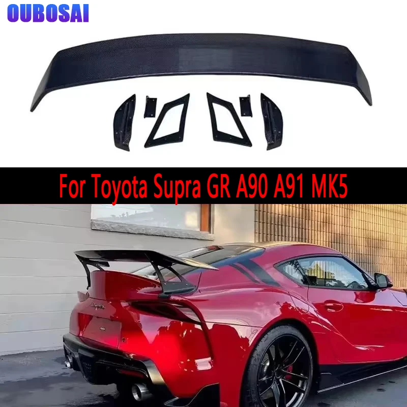 

For Toyota Supra GR A90 A91 MK5 Carbon Fiber Tail fins Rear Trunk Spoiler Guide Wing Rear Wing Upgrade Auto Parts body kit