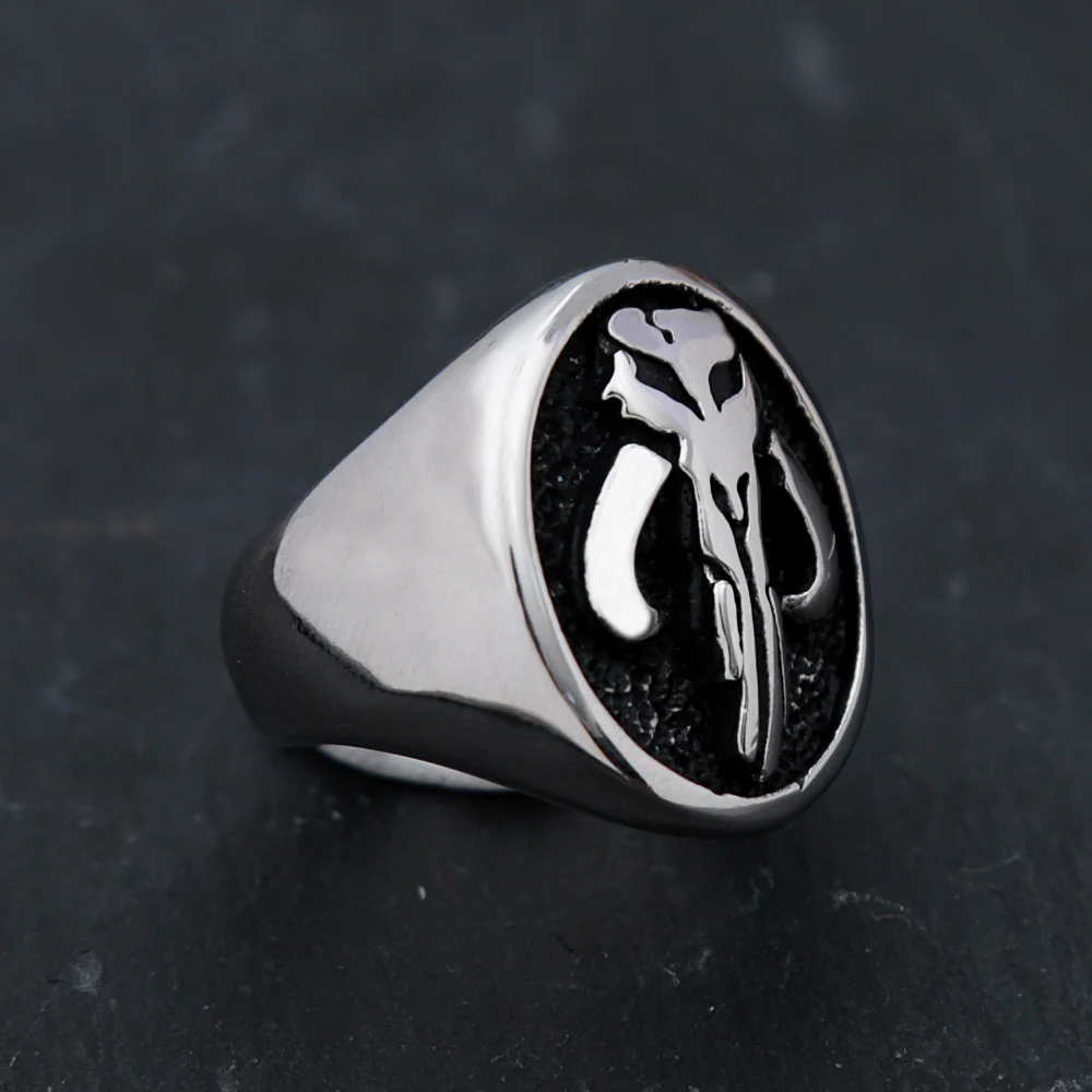 Vintage Punk Punisher Skull Ring For Men Classic Stainless Steel Gothic Simple Skull Signet Ring Jewelry Gift Dropshipping