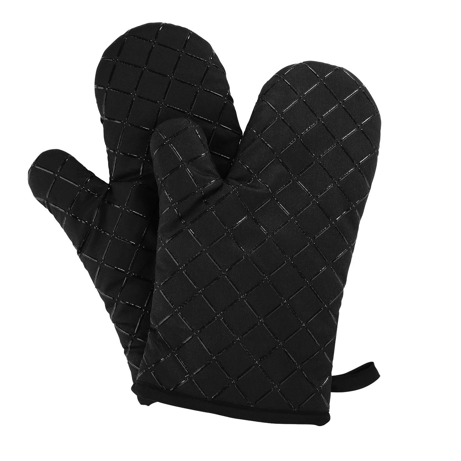 Guantes antideslizantes para horno de cocina, manoplas resistentes al calor para cocinar, hornear, asar a la parrilla, color negro, 1 par