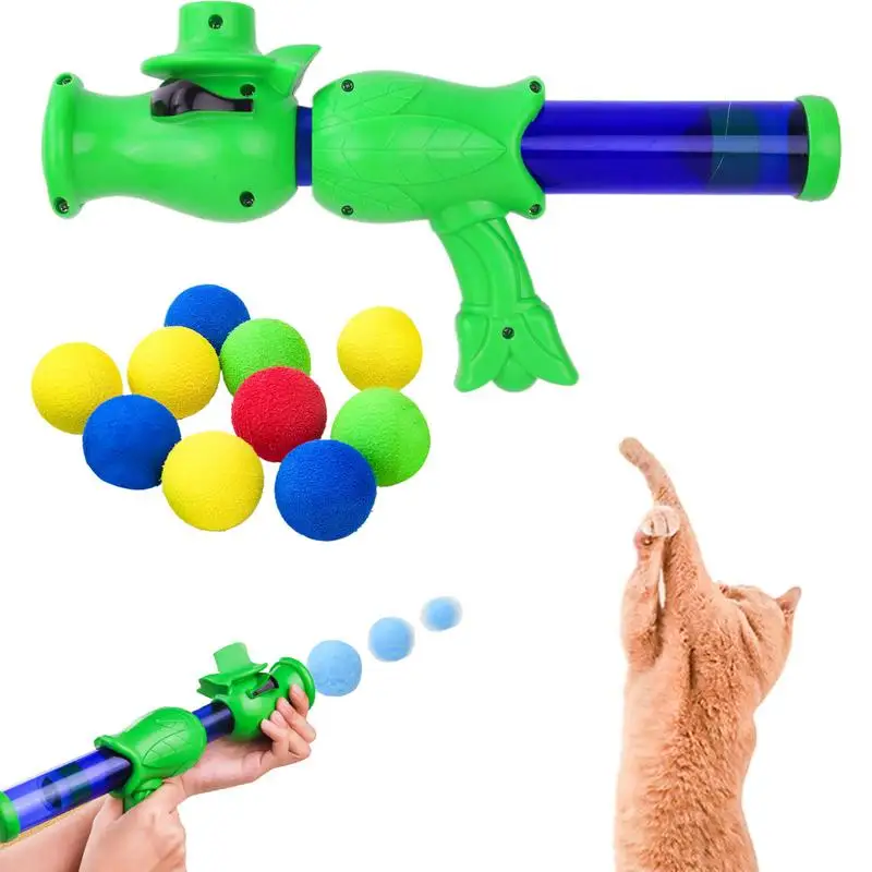 Cat Toys Interactive Launch Training Toy For Kitten Dog Pet Creative Mini Shooting Guns Game Stretch Plush Ball Toy Pet Supplies