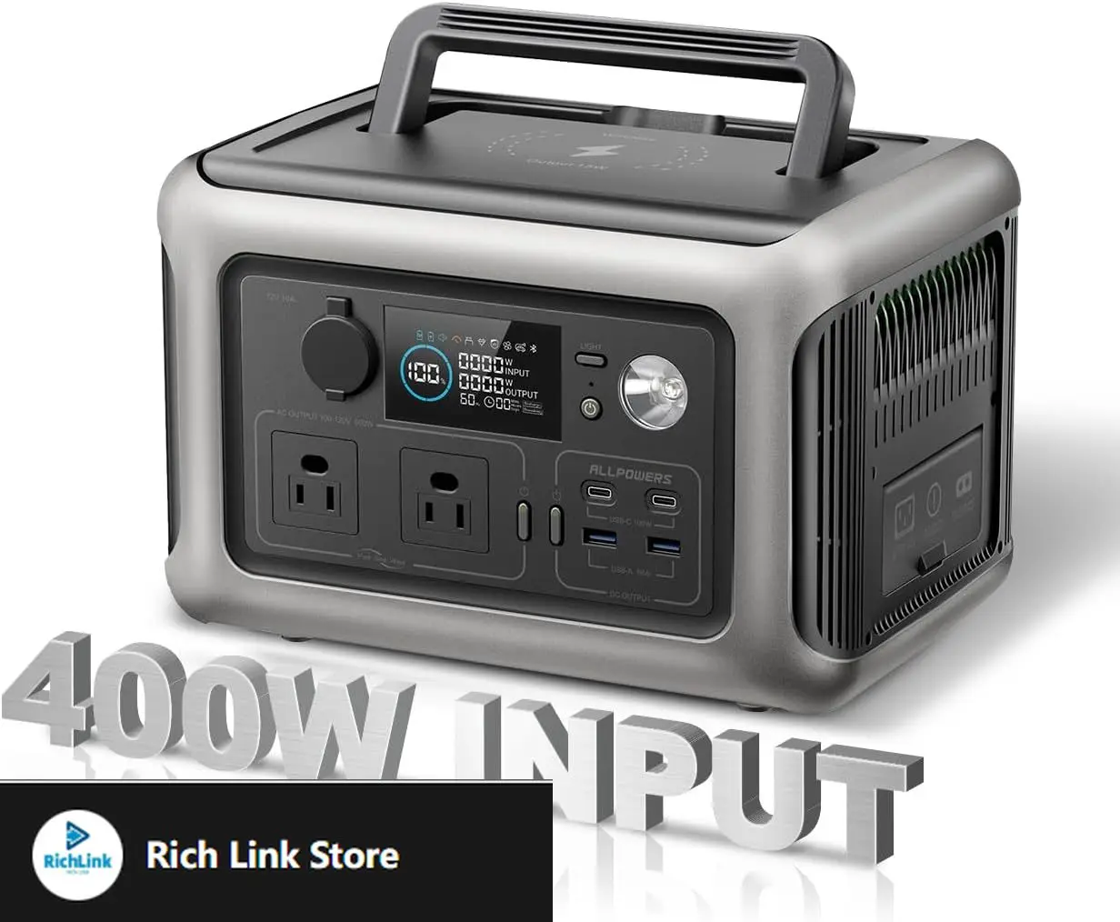 

R600 Super-Quiet Portable Power Station, 299Wh 600W LiFePO4 Battery Backup with UPS Function, 400W Max Input