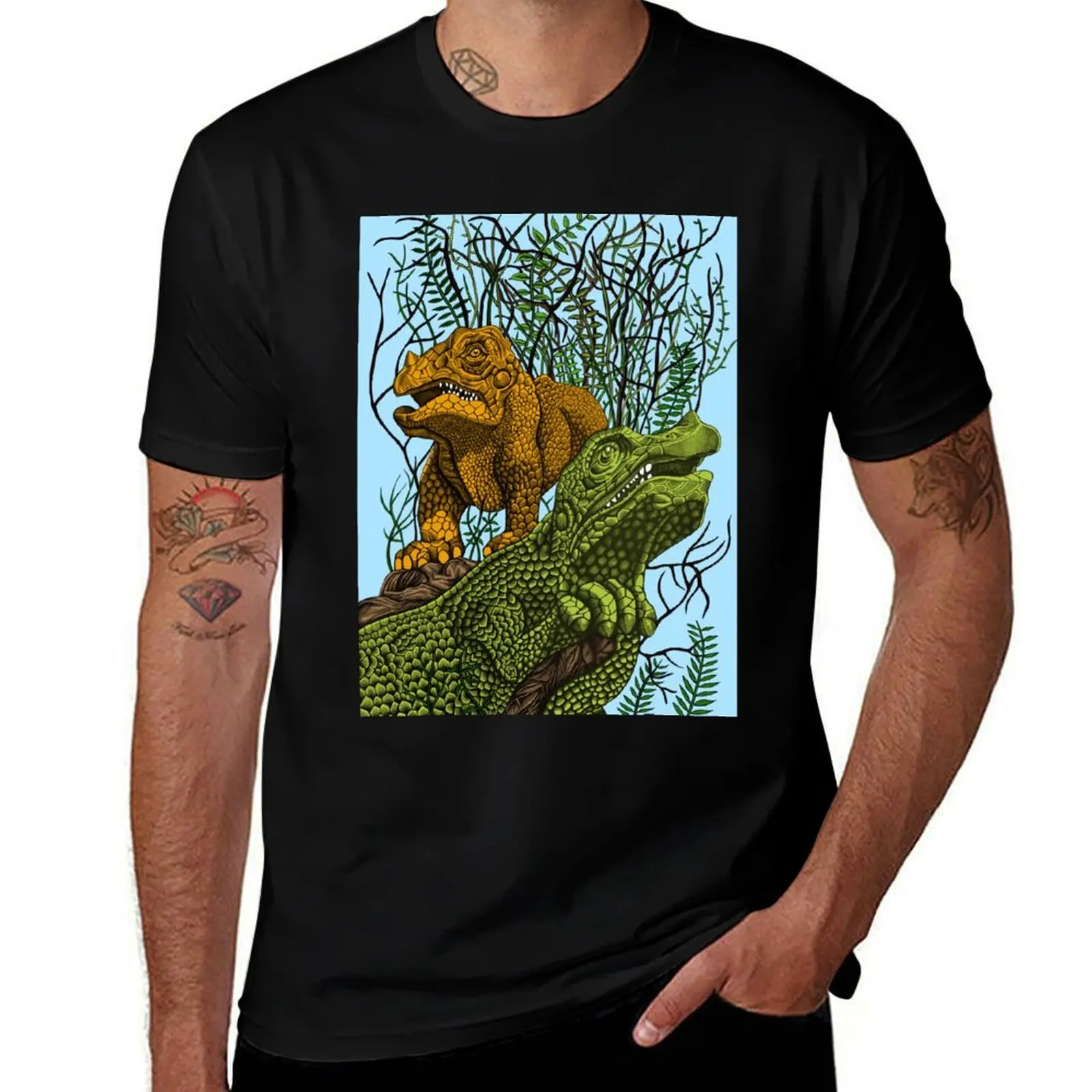 

Green Orange Dinosaurs T-Shirt cotton t shirts high quality t shirt for man