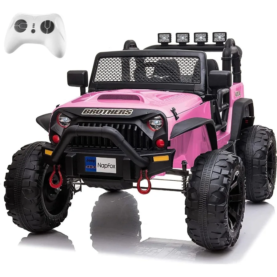 Pink 48.4 Large Ride On Car for Battery Powered Electric Car with 2 Seats Remote Control 14 Large Suspension Wheels LED Lights