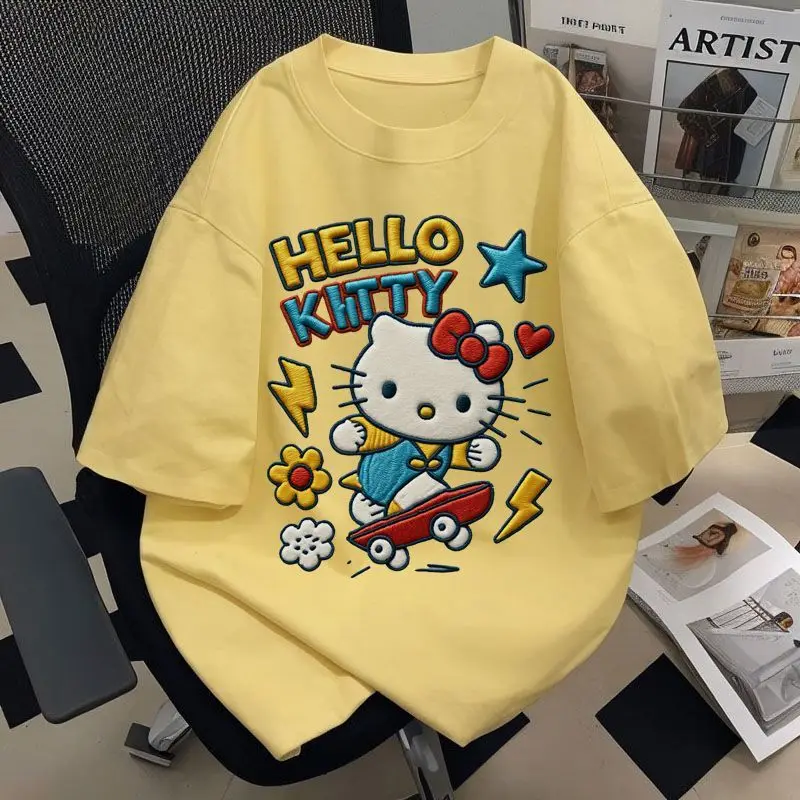 

Cartoon Printed Cotton Short-sleeved T-shirt Women's Summer New Commuter Versatile Casual Soft Breathable Skin-friendly Top