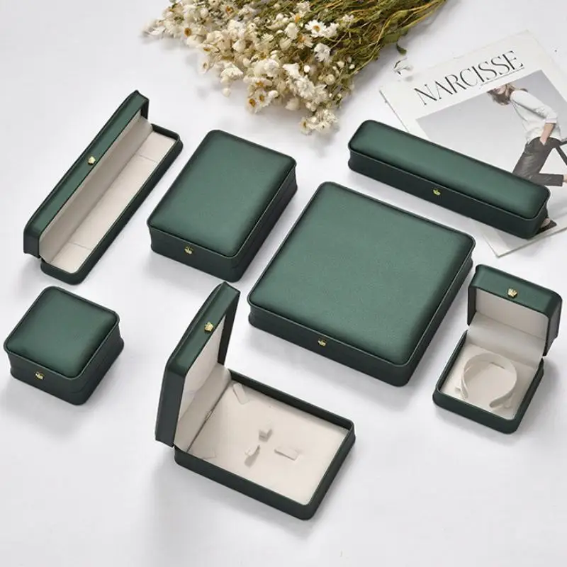 صندوق خاتم المجوهرات بو الجلود والمجوهرات المنظم حلقة القرط قلادة قلادة هدية صندوق عرض اقتراح المشاركة الزفاف #5