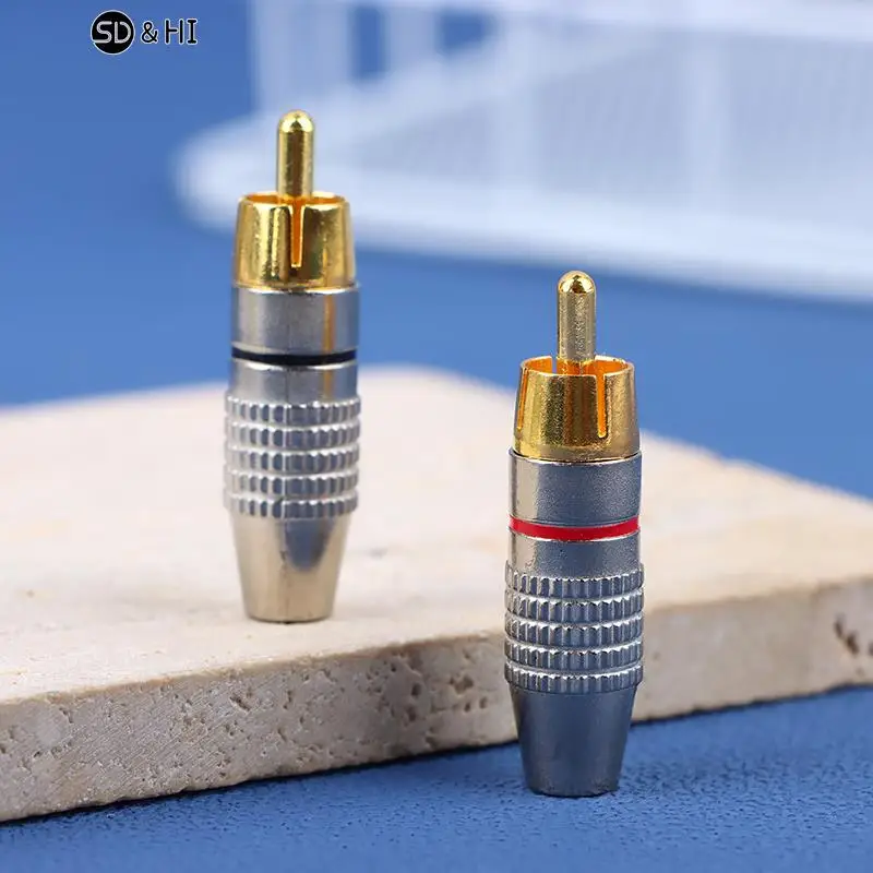 2Pcs RCA Male Connector Non Solder Plug Adapter For Audio Cable Plug Video CCTV Camera Solder-Free Adapter Cable Converter