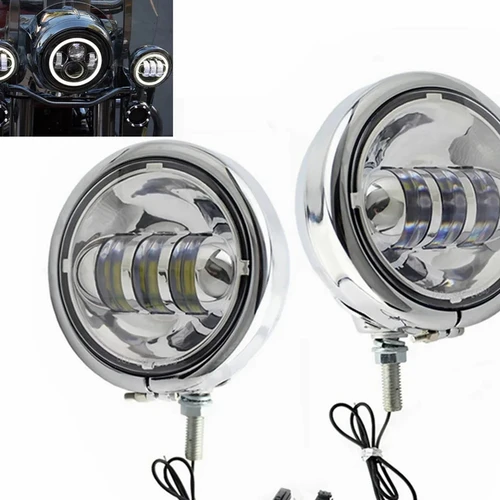 Imagen 1 del producto Par cromado 4,5 ""4-1/2"" 4,5 pulgadas luz antiniebla LED motocicleta para motor faro Led con hoja de 4,5 pulgadas soporte luz antiniebla