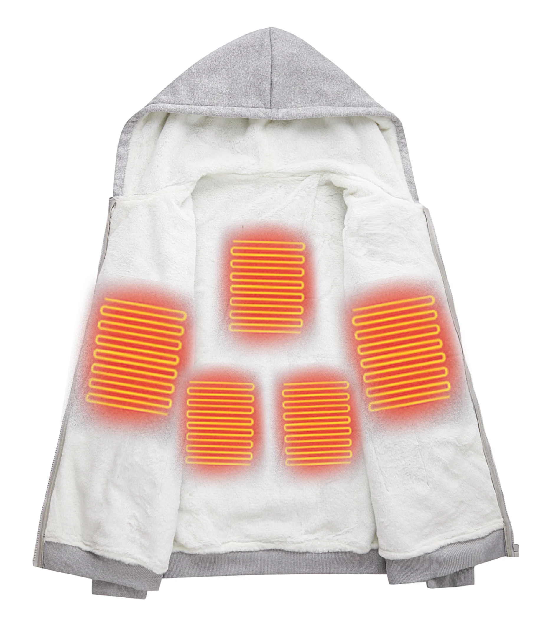 Intelligent heating jacket with zipper, pullover hoodie, and outerwear that can be heated using USB charging, ideal for outdoor