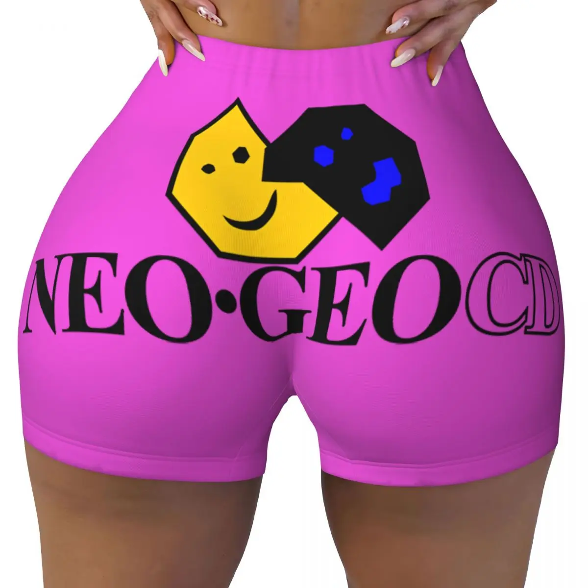 Custom Neo Geo Logo Biker Running Gym Shorts Women's Neogeo Arcade Game Athletic Workout Yoga Shorts