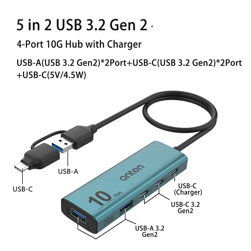 Imagem -02 - Hub Usb c 10gbps Usb 3.2 Gen Hub Adaptador Multifuncional Divisor Compatível Windows Mac os Linux Ipad Hub Usb tipo c 3.2 Hub