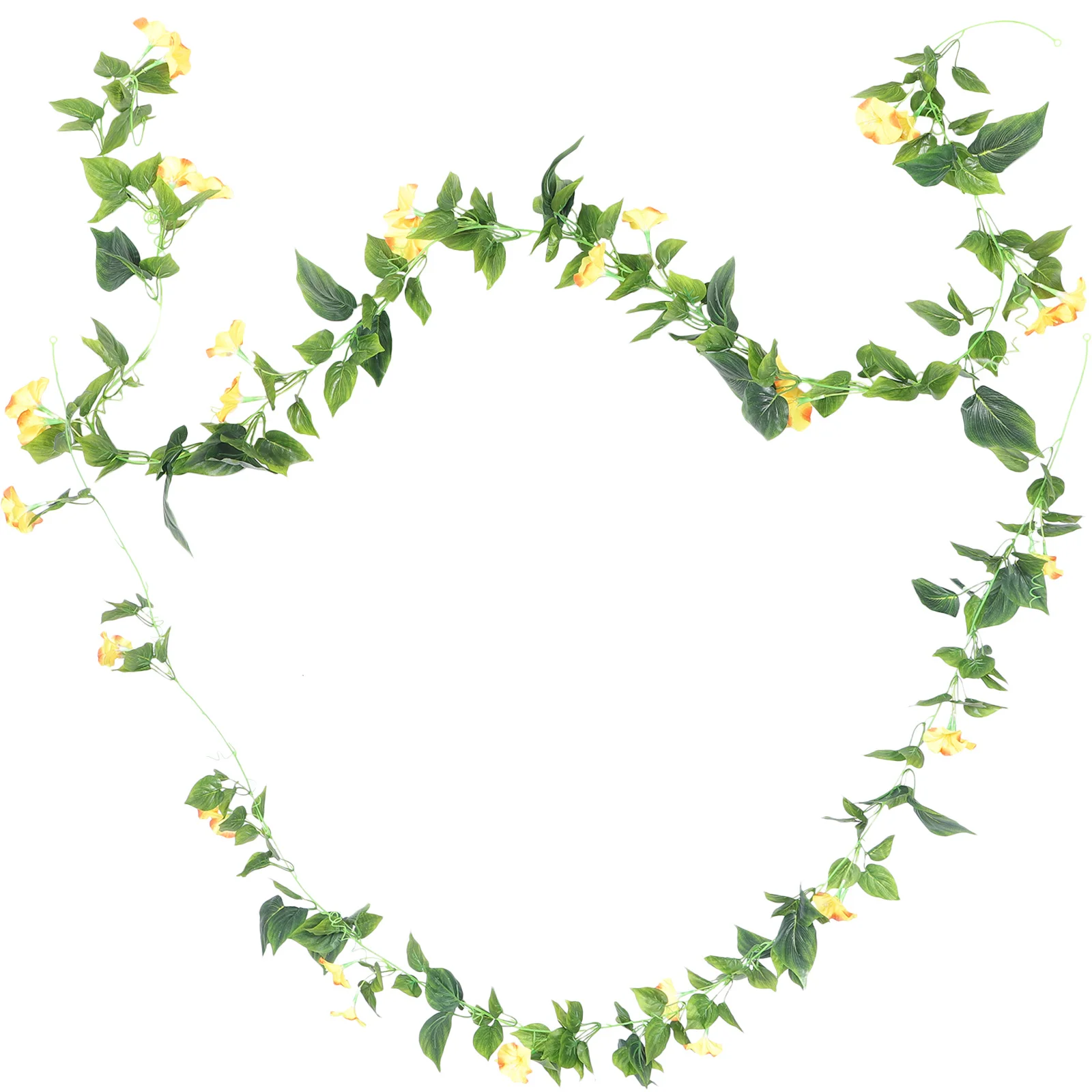 

2pcs Artificial Vines Hanging Green Plants Silk Garland Fake Morning Glory Decor For Wedding Party Centerpiece Office Fence