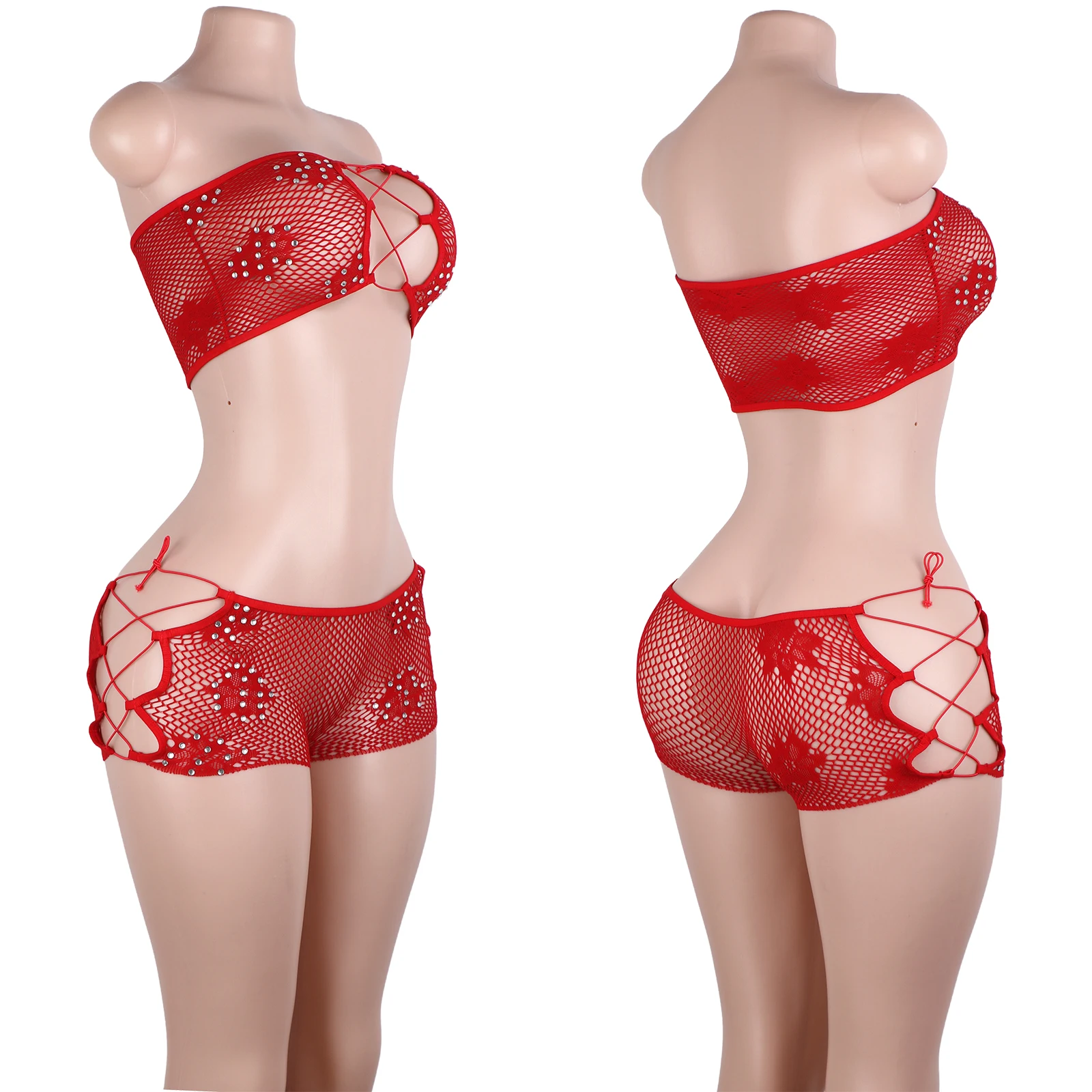 

Performance Pole Dance Hot Club Lingerie Fishnet Rhinestone Stripper Costume Bodysuit Stage One-Piece Designer Glitter Outfit