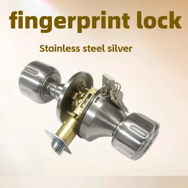 Stainless steel smart fingerprint ball lock, three-bar ball lock, handle lock, for apartments, office buildings, and residential