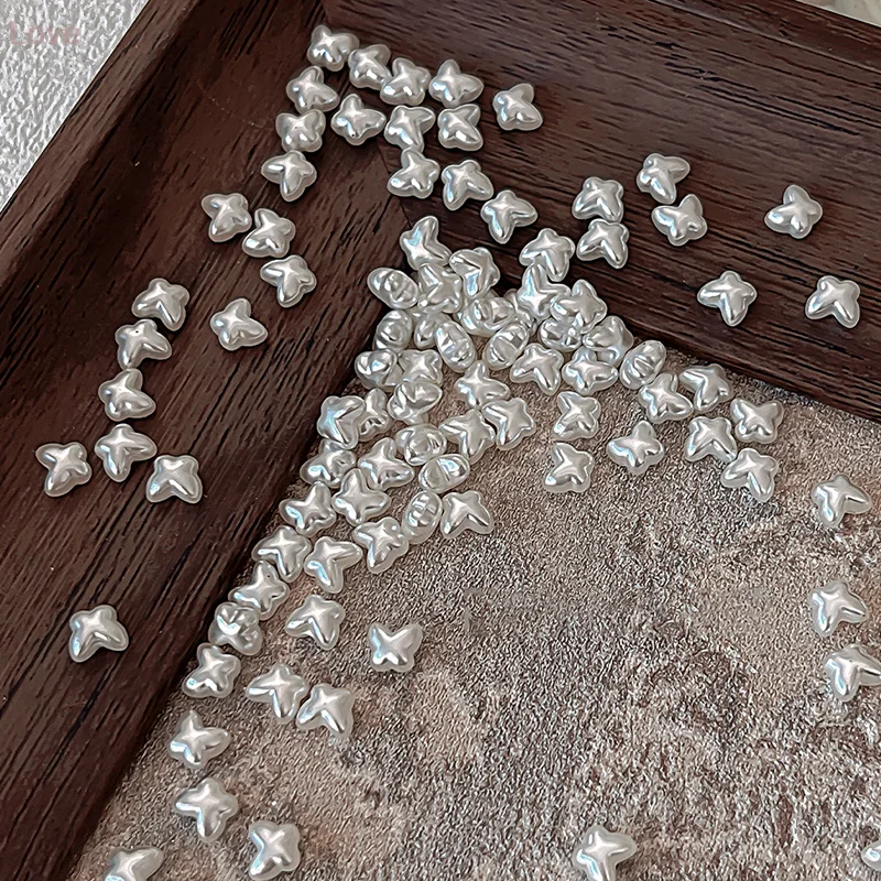 20 szt. Retro Perły w Kształcie Motyli do Zdobienia Paznokci, Perły 3D Motyle, Ozdoby do Paznokci DIY, Dekoracje Biżuteryjne