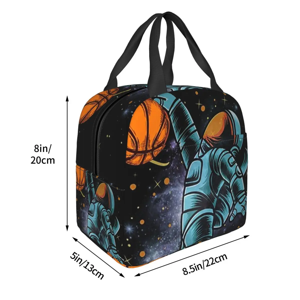 Astronaut Playing Basketball In Space Insulated Lunch Bag for Women Kids Portable Food Boxes Thermal Lunch Box Tote