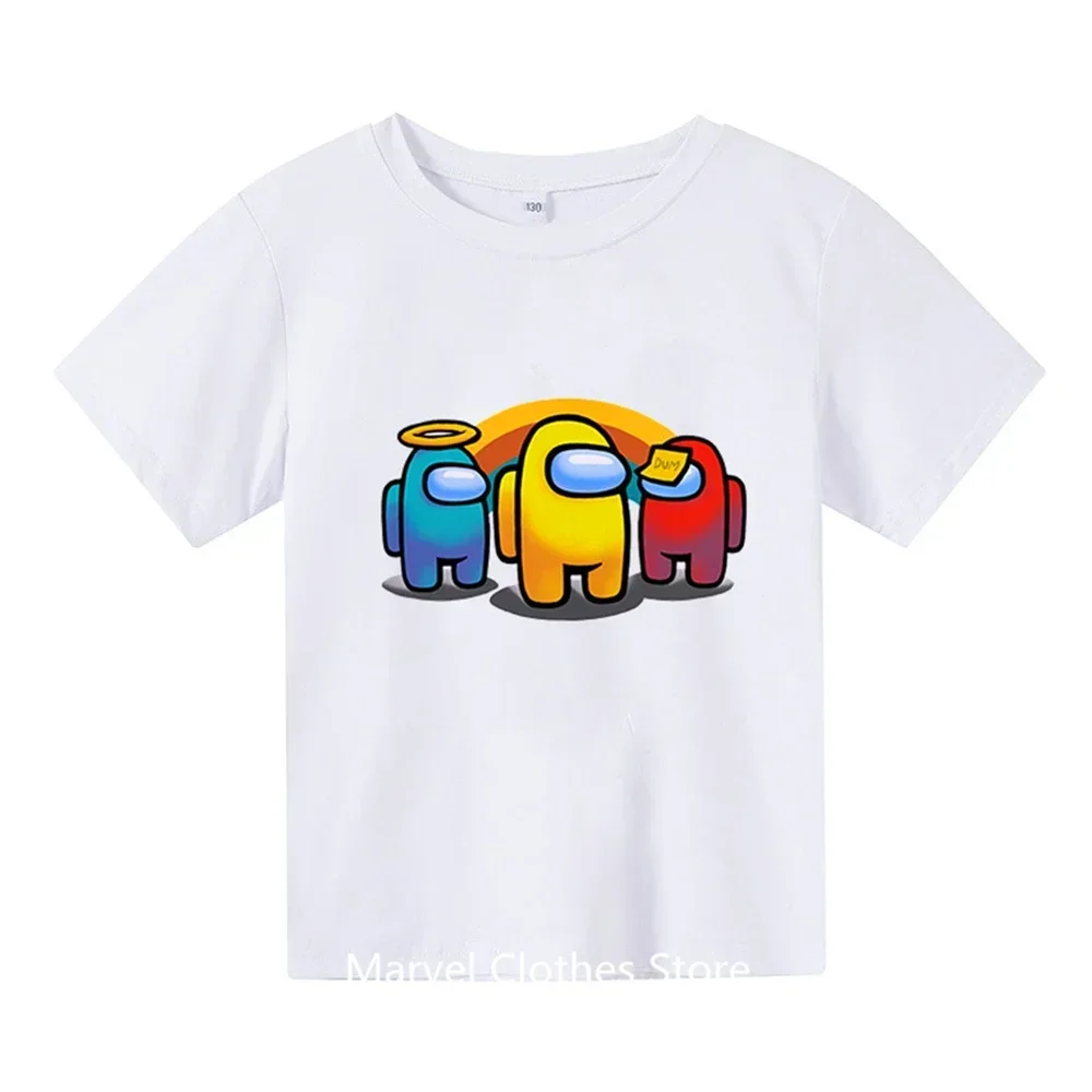 Boys Girls Cartoon T-shirts Kids Among Us Print Video Game T Shirt for Boys Children Summer Short Sleeve T-shirt Tops Clothing