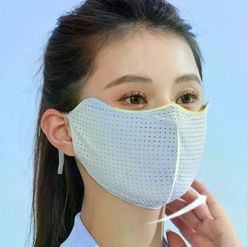 

Solid Color Breathable Ice Silk Mask Washable Anti-UV Anti-sun Mask Dustproof Mesh Face Cover Scarf Outdoor Sports Mask