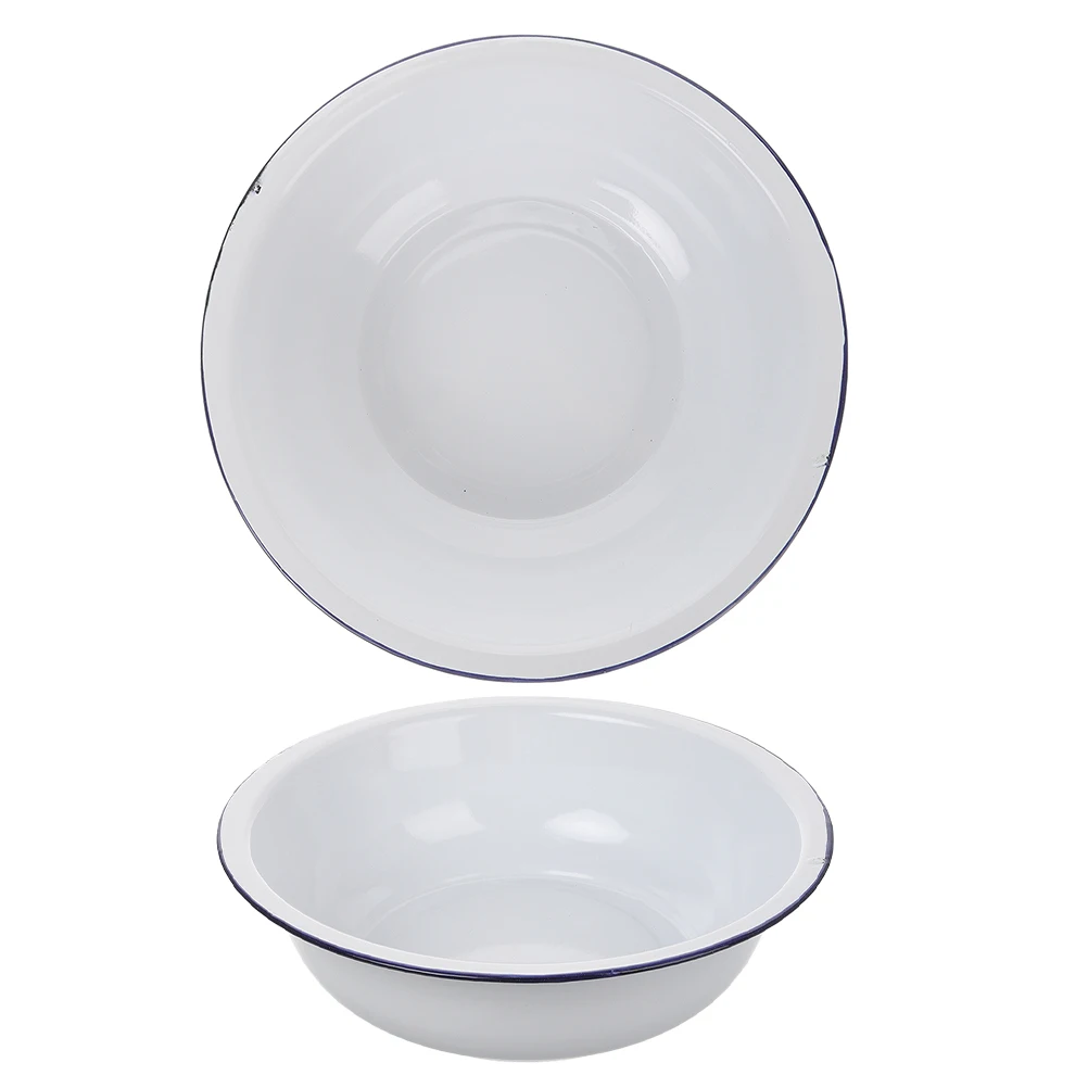 

2 Pcs Enamel Basin Ceramic Mixing Bowl Dough Making Ceramics Face Washing White Fruit Bowls