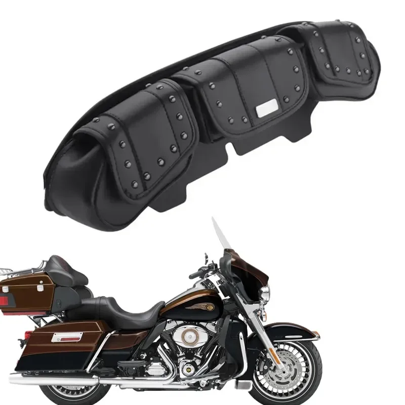 For Harley Touring Electra Steet Glide FLHT FLHX FLHTK 1996-2013 Motorcycle Parts Windshield Bags Tri Pouch 3 Pocket Acsessories